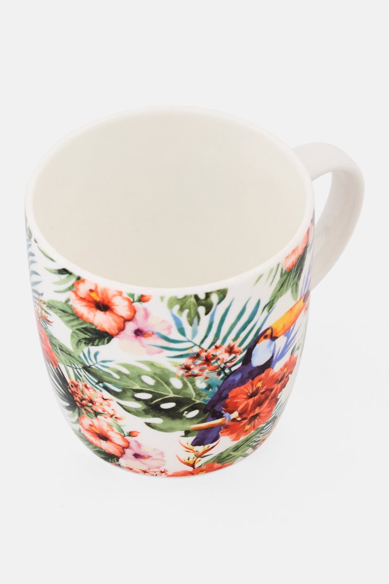 KitchenCraft Ceramic Floral Print Barrel Shaped Mug 425ml, Multicolor - Image 2